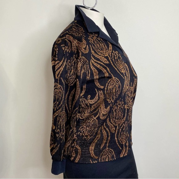 Vintage 80s black & gold metallic sweater 1X - Picture 7 of 11
